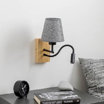 Brilagi - LED Аплик NUBILA WOOD 1xE27/25W/230V + LED/3W дъб/сив (BG1564B)