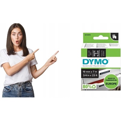 Páska Dymo D1 19 mmx7 m, bílá/černá