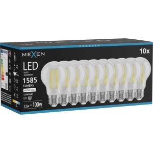 Mexen Vintis 10x LED нишка крушка E27, A60, 12W, Неутрална - 4000K, 1585 lm, прозрачен (L150-E27-1240-00x10)