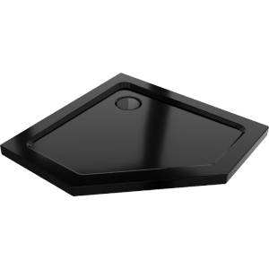 Mexen Flat петоъгълен душов поднос Slim 100 x 100 см, черен, сифон черен - 41P701010-B (41P701010-B)
