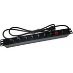 ALANTEC Удължител със 7 гнезда, Alantec, Пластмаса, 19", 7 x CEE 7/5 CEE 7/7 щепсел, Черен