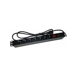 ALANTEC Удължител със 7 гнезда, Alantec, Пластмаса, 19", 7 x CEE 7/5 CEE 7/7 щепсел, Черен