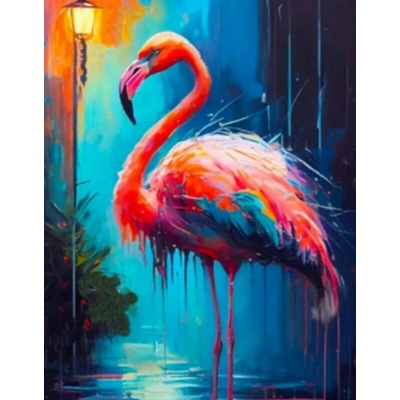 Norimpex diamantové maľovanie Farebný plameniak 30 x 40cm