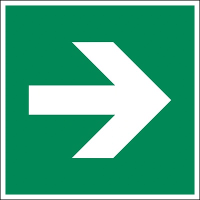 Značka Smerová šípka rovno, ISO 3864, z plastu, fotoluminiscenčná, 200 x 200 mm, BJ = 5 ks