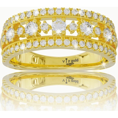 VIPgold Zlatý prsteň s bielymi zafírmi v žltom zlate R36080z S
