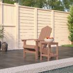 vidaXL Градински стол "Адирондак" с масичка, HDPE, кафяв (3095702)