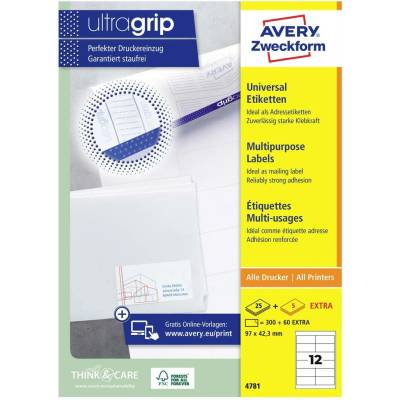 Avery-Zweckform 4781 97 x 42.3 mm papier biela 360 ks trvalé univerzálne etikety atrament, laser, kópie; 4781