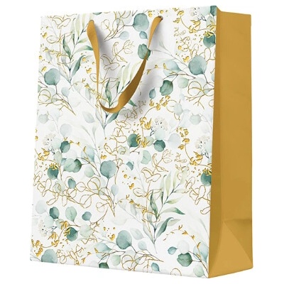Dárková taška PAW Premium velká 26,5x33,5x13cm Eukalyptové listy