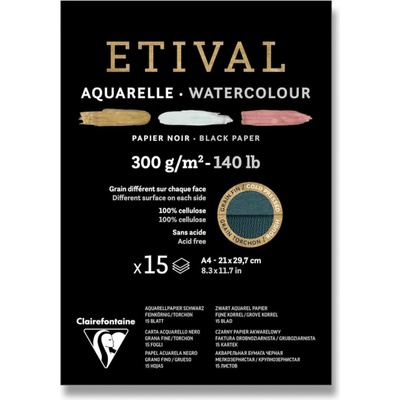 Clairefontaine Etival Black Cold Pressad/Rough A4 15 listov 300 g
