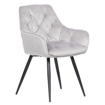 Image 1 of Carmen Трапезен стол Carmen LATINA, до 100kg, дамаска, прахово боядисана метална база, светлосив (bt-3532104)