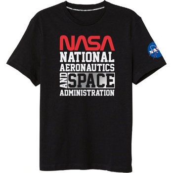 E plus pánské tričko NASA National Aeronautics and Space Administrati Černá