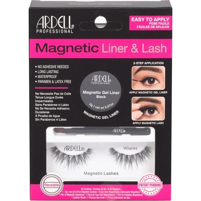 Ardell Magnetic Liner & Lash Wispies 1 pár + magnetická gelová linka 2 g Black + štěteček na linku Black 1 ks