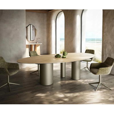DELIFE Edge oválný 280 x 130 keramika Laminam Sabbia dubová Troa kov titanová barva