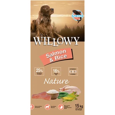 Elmubas Willowy Nature Salmon & Rice - супер премиум храна за кучета от всички породи, над 1 година, със сьомга и ориз, Испания - 15 кг