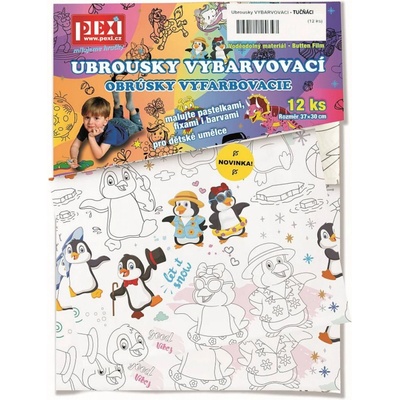 Pexi Obrúsky vyfarbovacie Tučniaky 12 ks