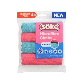 Söke Microfibre Cloths viacúčelová utierka z mikrovlákna 30 x 30 cm 4 ks