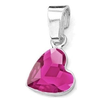 Nubis Stříbrný přívěsek se srdcem Crystals from Swarovski Fuchsia NB 0205 FU