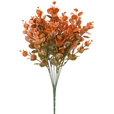 ZELEŇ EUCALYPTUS DROBNÝ ZELENO-ORANŽOVÝ METAL 38cm