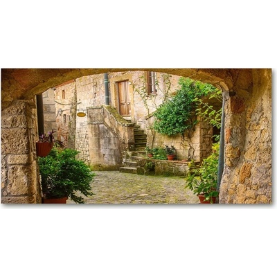 Moderný sklenený obraz z fotografie talianske uličky 100x50 cm