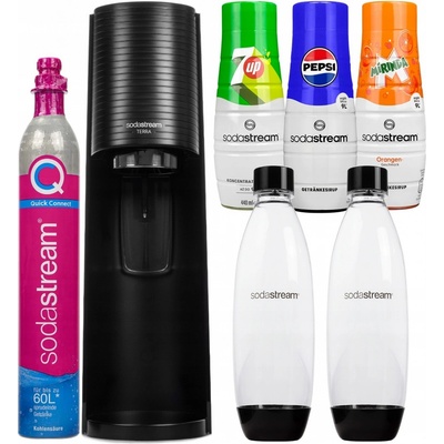 Sodastream Terra Black s 2 flašami + Pepsi + Mirinda + 7UP