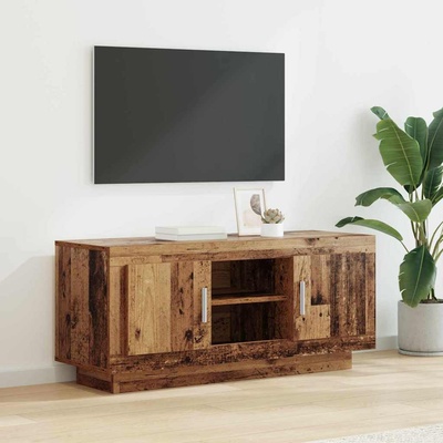 vidaXL ТВ шкаф 102 x 35 x 45 см Старо дърво Инженерна дървесина (880531)
