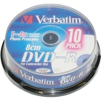 Verbatim DVD-R 1,4GB 4x, Printable, mini 8cm, cakebox, 10ks (43573)