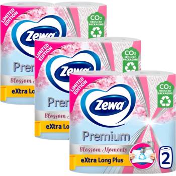 Zewa Premium Extra Long Plus 2-пластови хартиени кърпи за домакинството 3x2 ролки