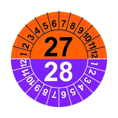 Grafiko | Kontrolní kolečko typ 22 - 2027/2028 oranžová/fialová - Materiál fólie s ochrannou laminací, Rozměr aršík 30ks ⌀ 25mm