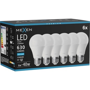 Mexen Nova 10x LED крушка E27, A60, 6W, Студена - 6500K, 630 lm - L100-E27-0665-01x10 (L100-E27-0665-01x10)