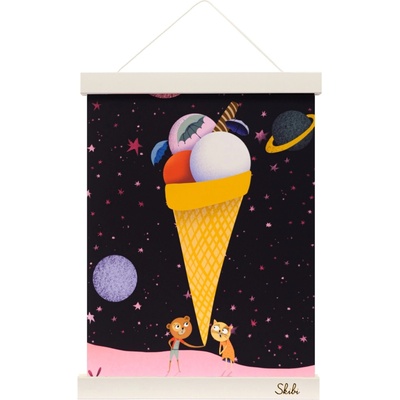 Art print plagát Skibi A4 - Vesmírna zmrzlina - biela lišta uni