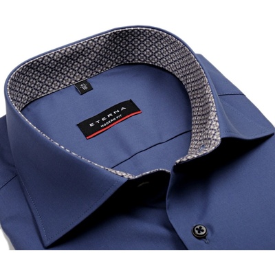 Eterna modern fit košile s béžovo-modrým vnitřním límcem kovově modrá