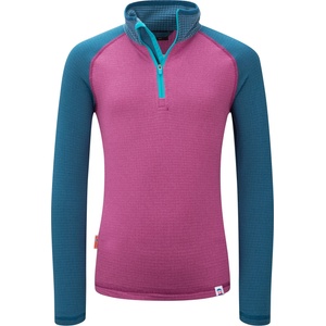 TROLLKIDS Детски поларен пуловер Trollkids Kid's Rauland Half Zip Fleece jumper - Bright Berry / Madeira Blue / Dark Turquoise - размер 110 (EU) (704-3540-0514)