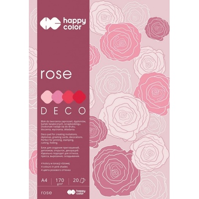 Happy Color Blok Deco Rose A4 170g 20 listů 4 barvy růžovo-červené odstíny HA 3717 2030 062