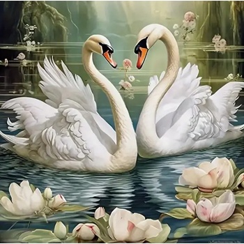 Norimpex - Puzzle Diamant painting: Swans in the pond 30x40cm - 1 - 39 piese