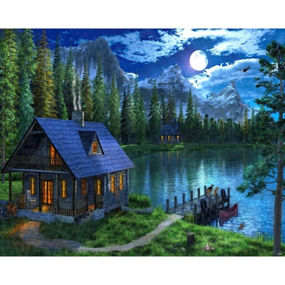 Figured ART malování podle čísel DOMEK U JEZERA V NOCI