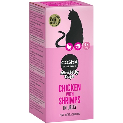 Cosma 6х25г Mini Jelly Cups Cosma, лакомство за котки - пиле със скариди