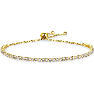 Majya Stříbrný nastavitelný tenisový náramek KARIMA pozlacený 11011