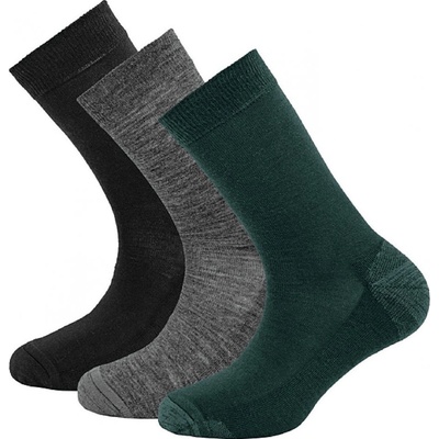 Devold DAILY MERINO MEDIUM SOCK 3PK čierna tmavo zelenátmavo sivá