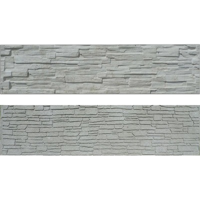 Betonová deska plotová, oboustranná – 200 x 50 cm, štípaný a skládaný kámen - šedý – Zboží Mobilmania