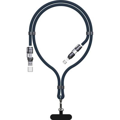 Dudao L20MAX multifunkční 4v1 s popruhem na na rameno / USB-A / USB-C / Apple modrý