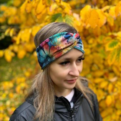 MONYTA Podšitá čelenka - nízká - Vzor Květy a listy