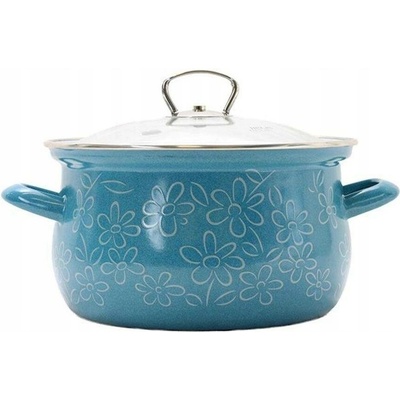 BELIS Smaltovaný hrnec se skl.poklicí FLOWER 18 cm/2,6l