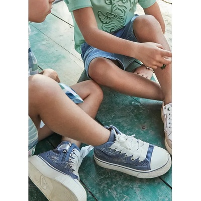 Mayoral Високи спортни кецове с платформа ажур деним с цип и връзки за мини момиче Майорал