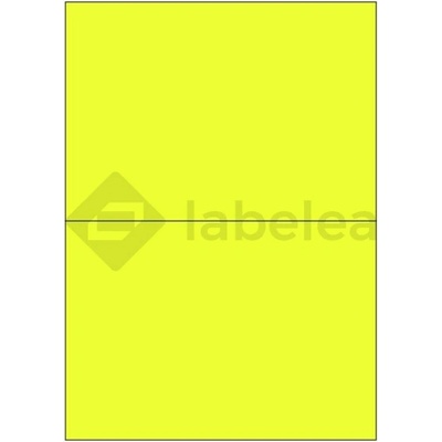 Labelea Samolepiace etikety 210x148 mm signálne farebné papierové, na hárku A4, pre laserovú tlač, Farba etikiet Signálna žltá, Počet hárkov v balení 100 EPY210148SY002S