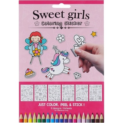 Wiky Vyfarbovacie nálepky Sweet Girls 6 strán