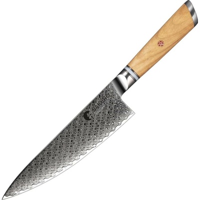 SaKuRo Japonský šéfkuchařský nůž z damaškové oceli Olive 20,3 cm