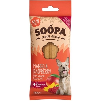 Soopa dentálne tyčinky s mangom a malinou 100 g