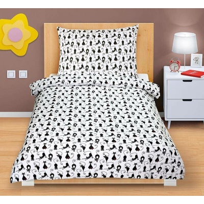 Veratex dětské povlečení bavlna Agáta kočky černá na bílé 90 x 135 cm 45 x 60 cm – Hledejceny.cz