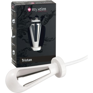 mystim Tristan - електро анален дилдо - бял - lovesexshop