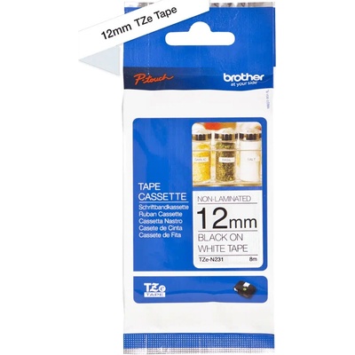 Páska BROTHER TZE-N231 čierna tlač/biely podklad, nelaminovaná, 8m, 12mm